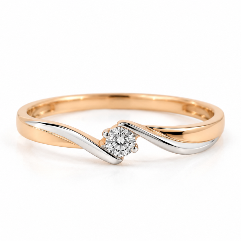 Elegant Two-Tone Wave Diamond Ring