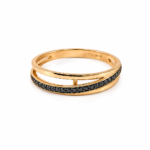Gold Multi-Band Ring with Black Pavé Stones
