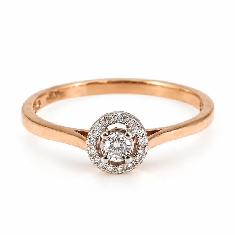 Rose Gold Halo Diamond Ring