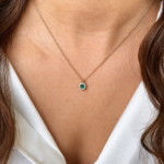 Delicate Gold Chain, Green Halo Pendant