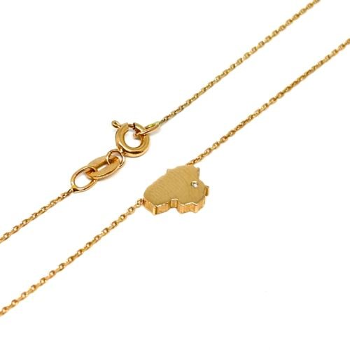 Auksinė grandinėlė su pakabuku su 0,04 ct briliantu "Mylima Lietuva"